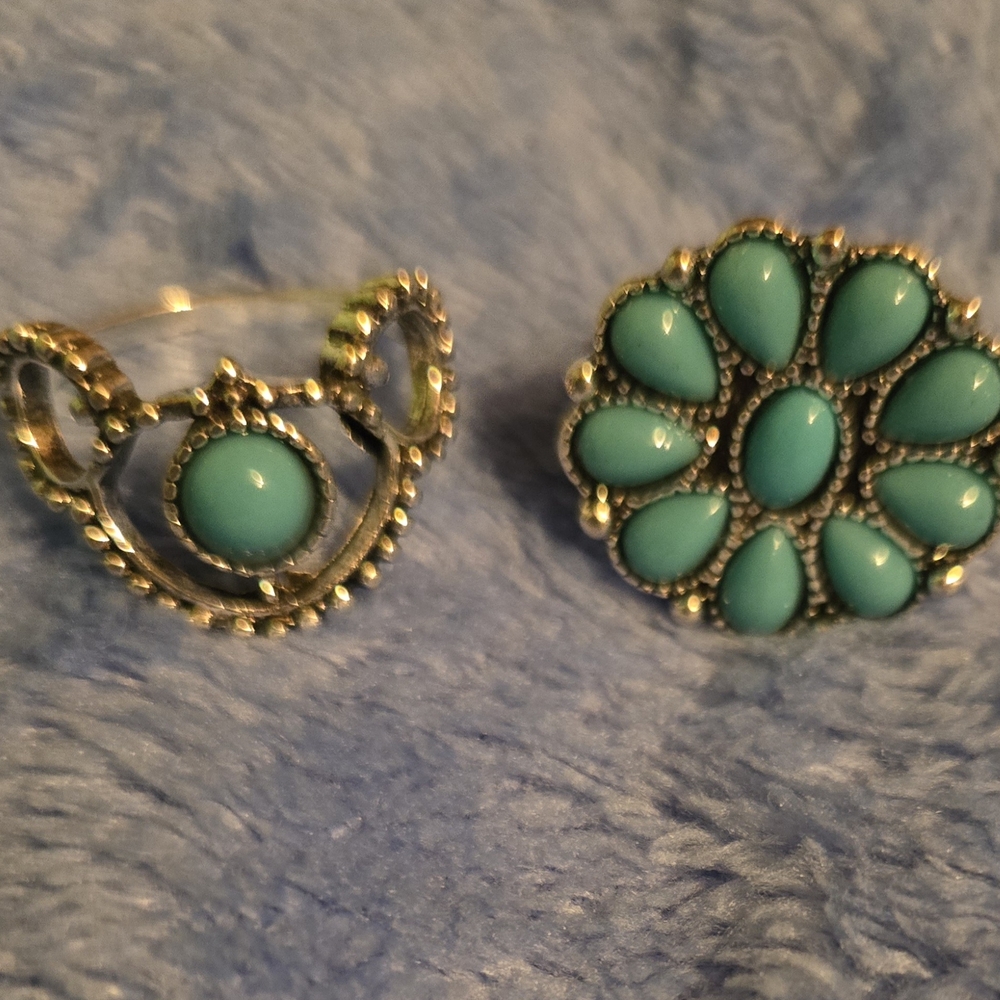 Fashion Turquoise Color Silver Women's Ring Set NWOT